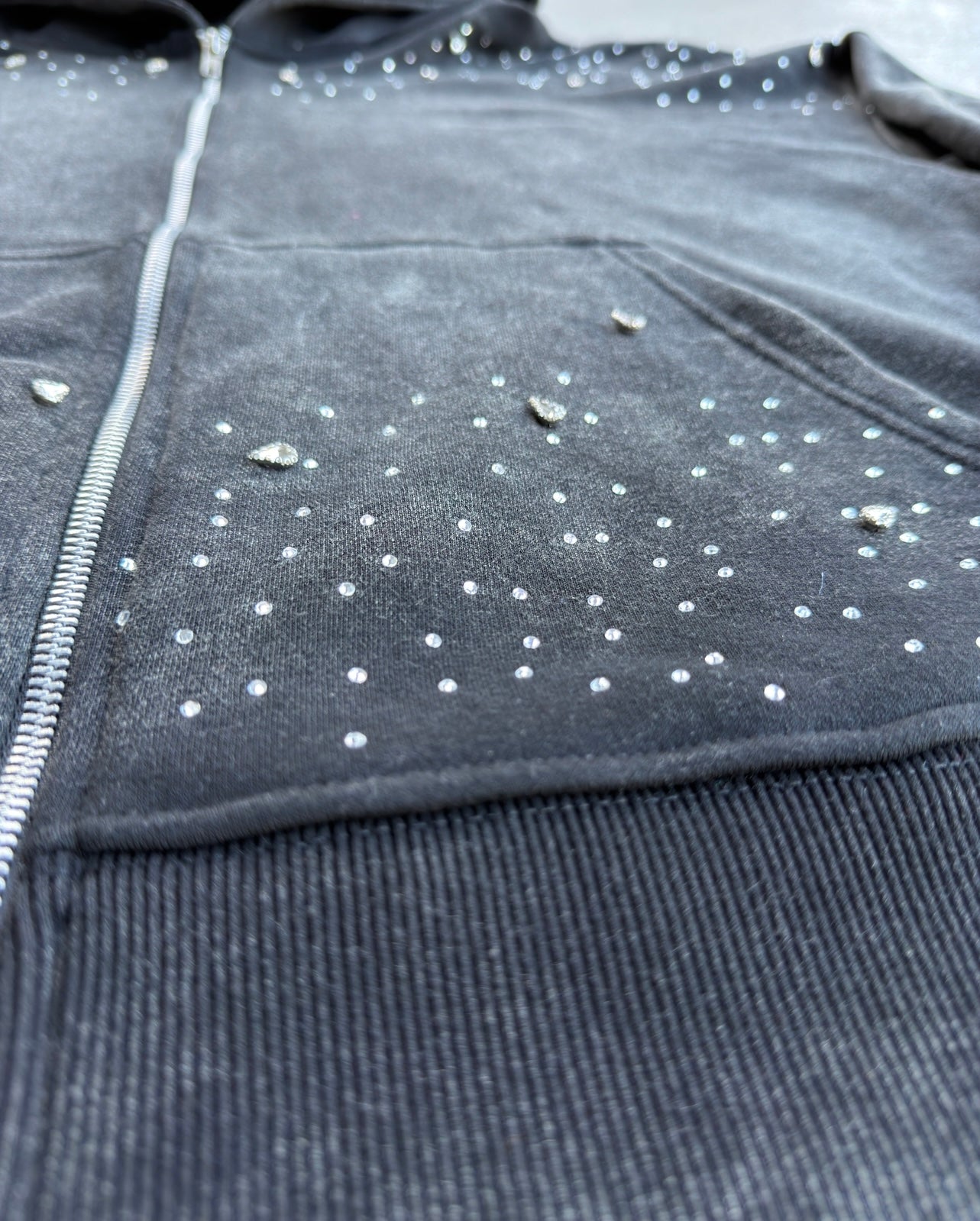 AW RHINESTONE ZIP UP