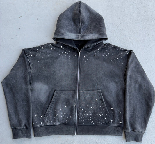 AW RHINESTONE ZIP UP